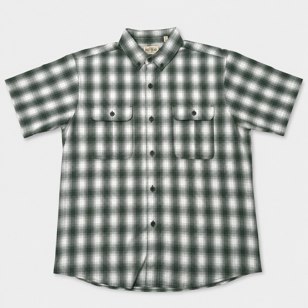RedHead Fishing Shirt Mens XL Green Plaid Button Up Outdoor Hiking 1lb